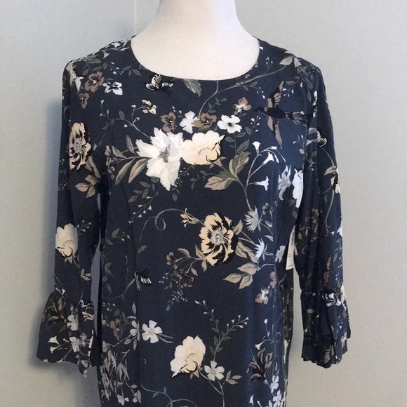 Blue Floral Print Shift Dress - Picture 3 of 7